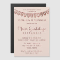 Pink Rose Gold Glitter Banner Español Quinceañera