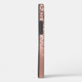 Pink Rose Gold Glitter Confetti Modern Monogrammed Case-Mate iPhone Case (Achterkant / Rechts)