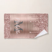 Pink Rose Gold Glitter Drips Monogrammed Vrouwelij Bad Handdoek (Handdoek)