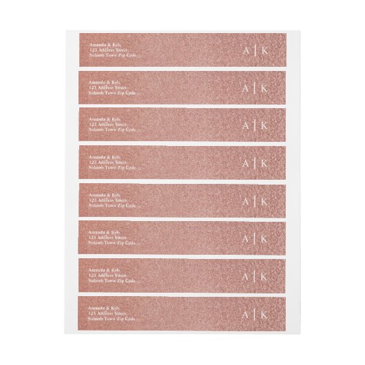 Pink Rose Gold Glitter Effect Retouradres (Vel)