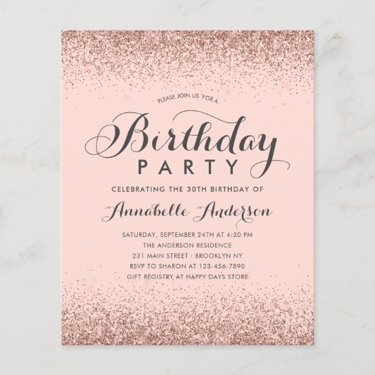 Pink Rose Gold Glitter Elke dag van de dag (Voorkant)