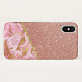 Pink Rose Gold Glitter en Sparkle Marble Case-Mate iPhone Case (Achterkant (horizontaal))