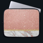 Pink Rose Gold Glitter en Sparkle Marble Laptop Sleeve<br><div class="desc">Roze Rose Gold Faux Glitter en Sparkle Elegant Marble Stone Sleeve.</div>