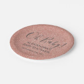 Pink Rose Gold Glitter en Sparkle Oh Baby! Papieren Bordje (Gekanteld)