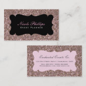 Pink Rose Gold Glitter Glam Chic Visitekaartje (Voorkant / Achterkant)