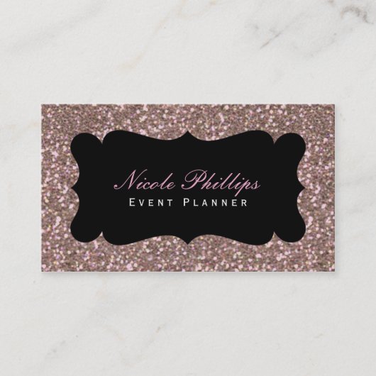 Pink Rose Gold Glitter Glam Chic Visitekaartje (Voorkant)
