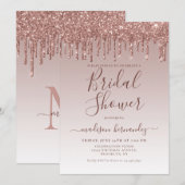 Pink Rose Gold Glitter Sparkle Drips Vrijgezellenf Kaart (Voorkant / Achterkant)