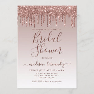 Pink Rose Gold Glitter Sparkle Drips Vrijgezellenf Kaart