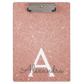 Pink Rose Gold Glitter & Sparkle Monogram School Klembord (Voorkant)
