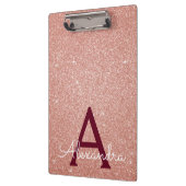Pink Rose Gold Glitter & Sparkle Monogram School Klembord (Links)