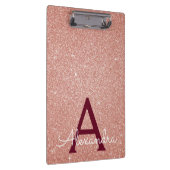 Pink Rose Gold Glitter & Sparkle Monogram School Klembord (Rechts)