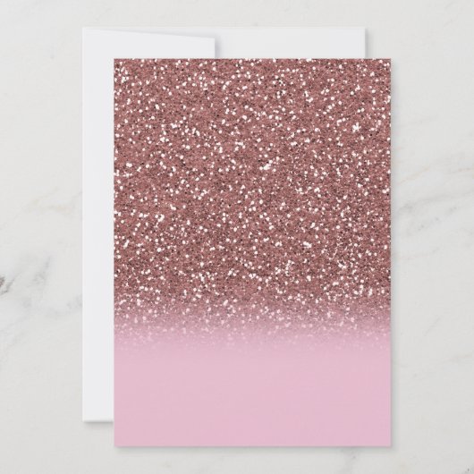 Pink Rose Gold Glitter Sprinkle Baby shower Uitnod Kaart (Achterkant)