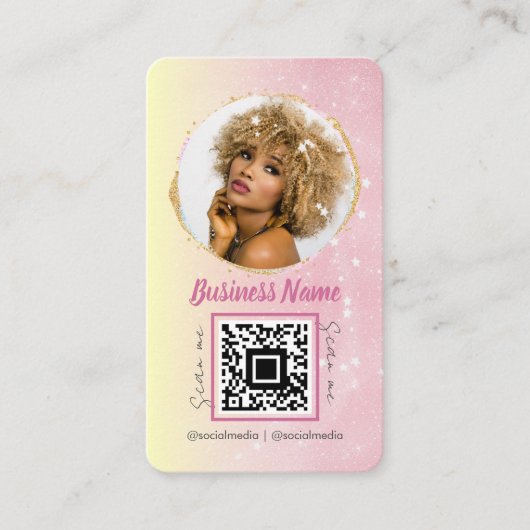 Pink Rose Gold Glitter Vrouwelijke Social Media Gi Visitekaartje (Voorkant)