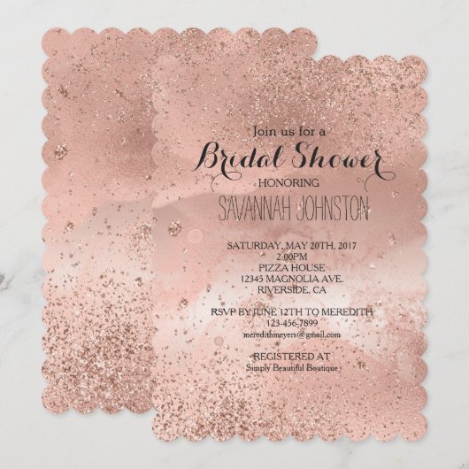 Pink Rose Gold Glitzy Sparkle vrijgezellenfeest Kaart (Voorkant / Achterkant)