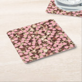 Pink Rose Gold Hearts Camouflage Onderzetter Set (Schuin)