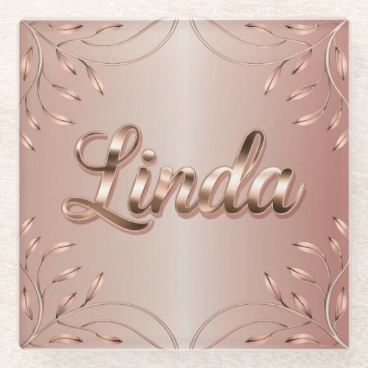 Pink Rose Gold Linda Onderzetter (Voorkant)