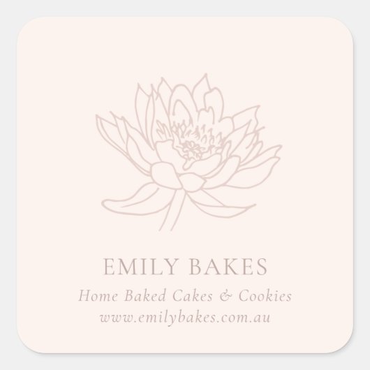 PINK ROSE GOLD LOTUS FLORAL BUSINESS PROFESSIONONA VIERKANTE STICKER (Voorkant)