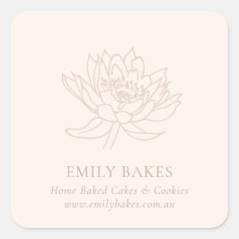 PINK ROSE GOLD LOTUS FLORAL BUSINESS PROFESSIONONA VIERKANTE STICKER