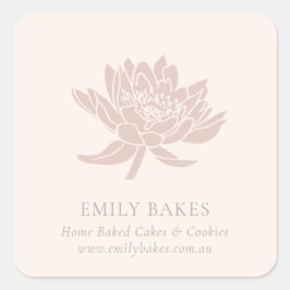 PINK ROSE GOLD LOTUS FLORAL BUSINESS PROFESSIONONA VIERKANTE STICKER