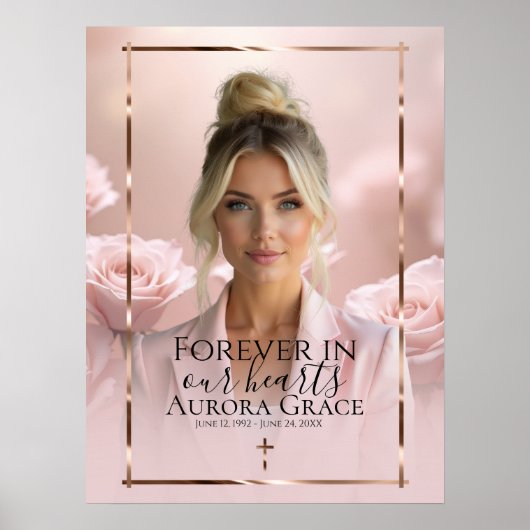 Pink Rose Gold Memorial Poster (Voorkant)