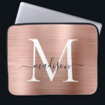 Pink Rose Gold Metal Girly Schattige Script Monogr Laptop Sleeve<br><div class="desc">Pink Rose Gold Metal Girly Schattige Script Monogram Computer Sleeve</div>