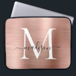 Pink Rose Gold Metal Girly Schattige Script Monogr Laptop Sleeve<br><div class="desc">Pink Rose Gold Metal Girly Schattige Script Monogram Computer Sleeve</div>