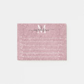 Pink Rose Gold Monogram Script Glitter Sparkle Post-it® Notes (Voorkant)