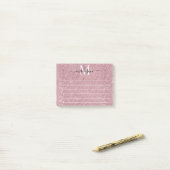 Pink Rose Gold Monogram Script Glitter Sparkle Post-it® Notes (Op bureau)