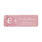 Pink Rose Gold Monogram Waterverf Etiket (Voorkant)