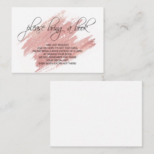 Pink Rose Gold Neem een Baby shower mee Informatiekaartje (Voorkant / Achterkant)