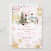 Pink Rose Gold Nutcracker Christmas Bow Birthday Kaart (Voorkant)