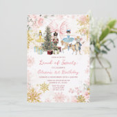 Pink Rose Gold Nutcracker Christmas Bow Birthday Kaart (Staand voorkant)