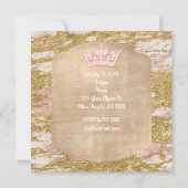 Pink Rose Gold Princess 1e uitnodiging voor een fe (Achterkant)
