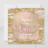 Pink Rose Gold Princess 1e uitnodiging voor een fe (Voorkant)