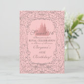 Pink Rose Gold Royal Castle Princess Sweet 16 Kaart (Staand voorkant)
