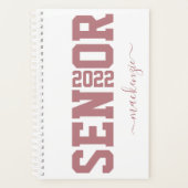Pink Rose Gold Senior Block Letter Afstuderen Jaar Planner (Voorkant)