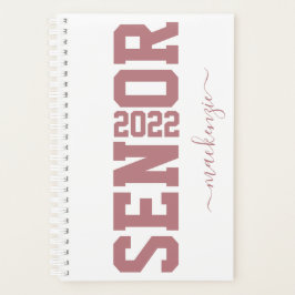 Pink Rose Gold Senior Block Letter Afstuderen Jaar Planner
