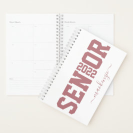 Pink Rose Gold Senior Block Letter Afstuderen Jaar Planner