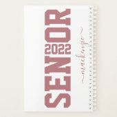 Pink Rose Gold Senior Block Letter Afstuderen Jaar Planner (Achterkant)