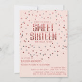 Pink Rose Gold Silver Glitter Confetti Sweet 16 Kaart (Voorkant)