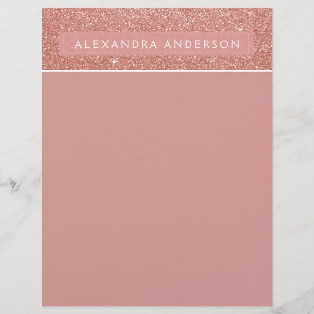 Pink Rose Gold Sparkle Glitter Girly Monogram (Voorkant)