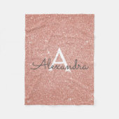 Pink Rose Gold Sparkle Glitter Monogram Name Fleece Deken (Voorkant)