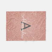 Pink Rose Gold Sparkle Glitter Monogram Name Fleece Deken (Voorkant (Horizontaal))