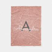Pink Rose Gold Sparkle Glitter Monogram Name Fleece Deken (Voorkant)