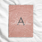 Pink Rose Gold Sparkle Glitter Monogram Name Fleece Deken