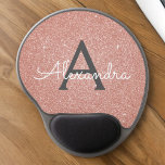 Pink Rose Gold Sparkle Glitter Monogram Name Gel Muismat<br><div class="desc">Blush Pink - Roos Gold en Charcoal Grey (grijs) Sparkle Glitter Monogram Naam Monogram Mousepad. Deze Mousepad kan worden aangepast om uw voornaam op te nemen. Neem contact op met de ontwerper voor aangepaste overeenkomende items.</div>