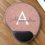 Pink Rose Gold Sparkle Glitter Monogram Name Gel Muismat<br><div class="desc">Blush Pink - Roos Gold Sparkle Glitter Monogram Naam Monogram Mousepad. Deze Mousepad kan worden aangepast om uw voornaam op te nemen. Neem contact op met de ontwerper voor aangepaste overeenkomende items.</div>