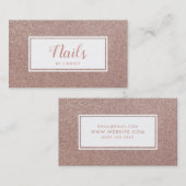 Pink Rose Gold Sparkle Glitter Nail Artist Visitekaartje (Voorkant / Achterkant)