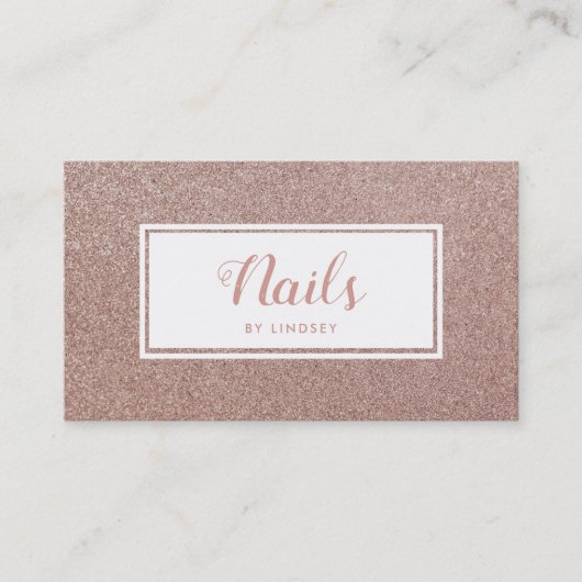 Pink Rose Gold Sparkle Glitter Nail Artist Visitekaartje (Voorkant)