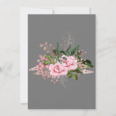 PINK ROSE GOLD TRIM ELEGANT WEDDING GRAY KAART (Achterkant)